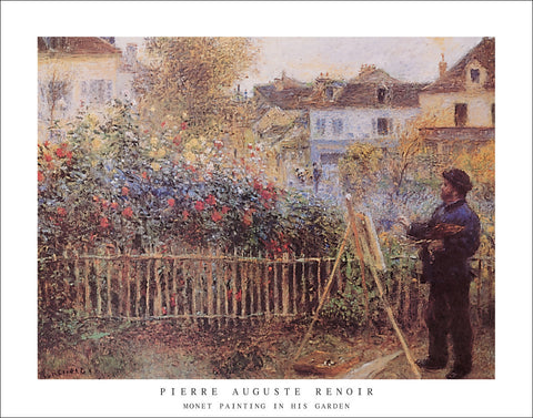 R122 - Renoir - Monet Painting in His Garden, 22 x 28