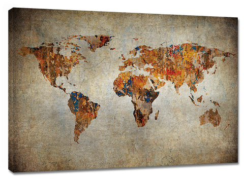 CNV238 World Map Canvas 24in x 36in